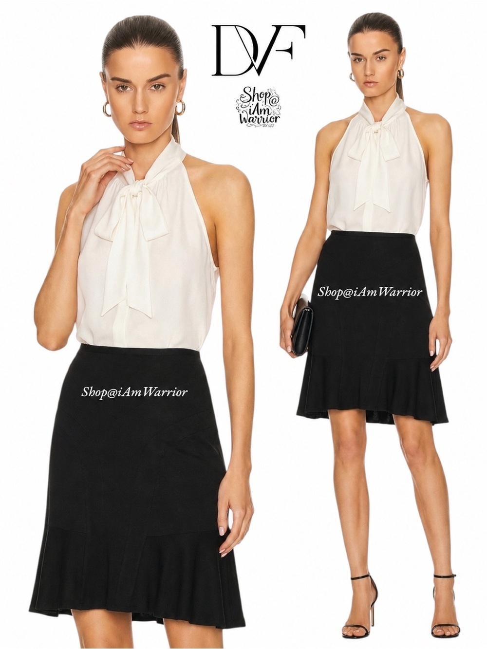 Diane Von Furstenburg black silk flounced mini skirt *shop@iamwarrior